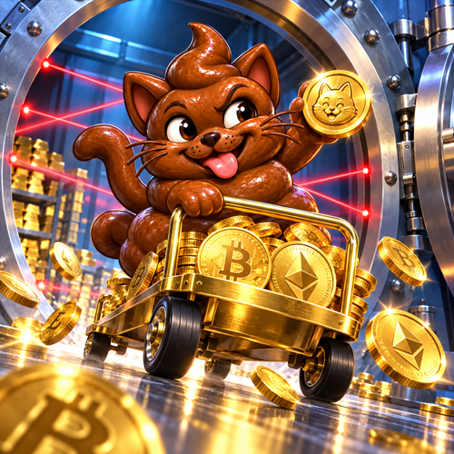 Catpoop vault heist with gold coins